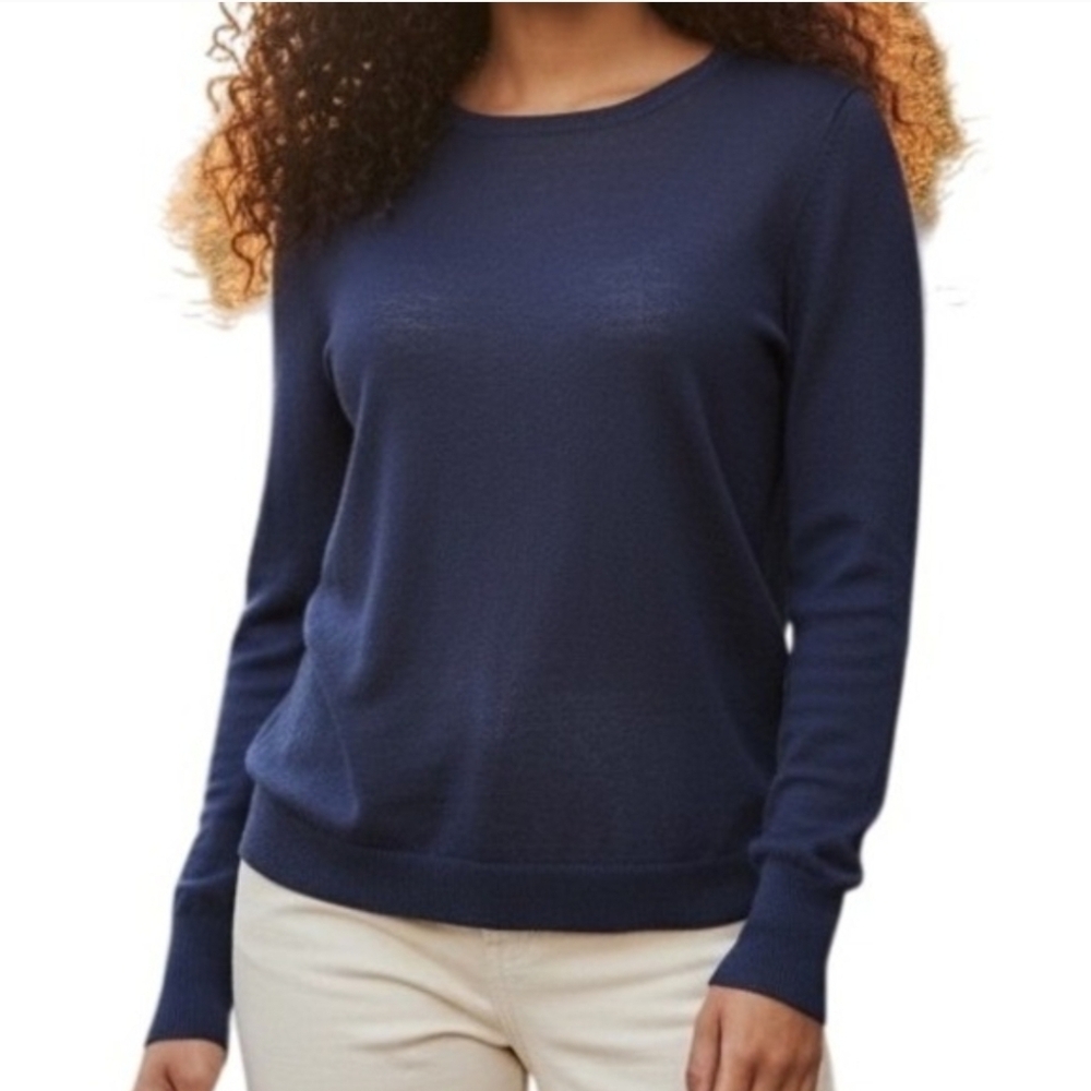 J.Crew Merino Wool Lightweight Crewneck Navy Blue Sweater, Sz Medium, EUC!
